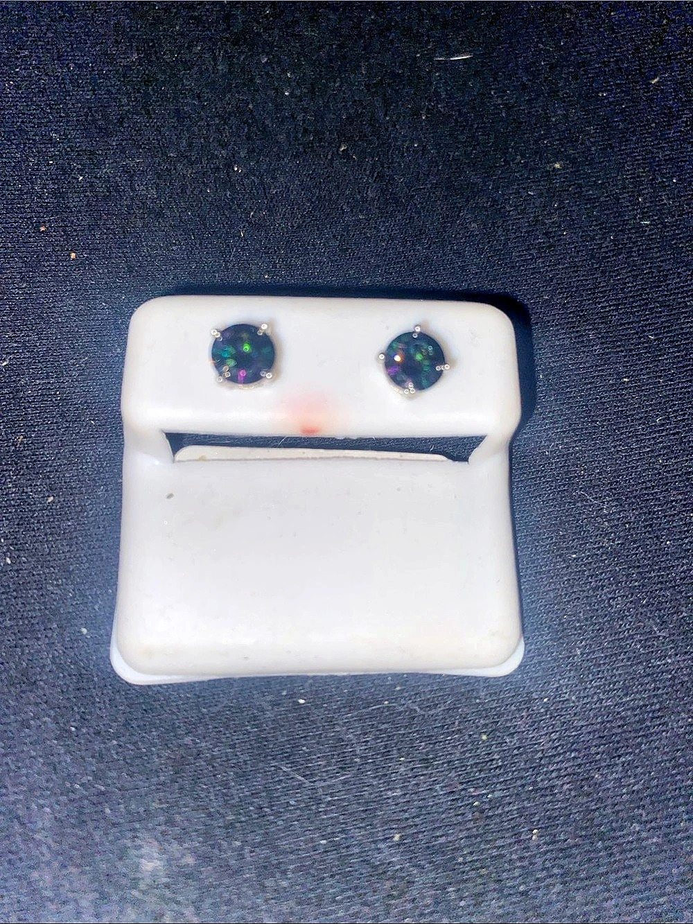 925 sterling silver round cut Blue & Green Moissanite 6MM Stud Earrings NWT